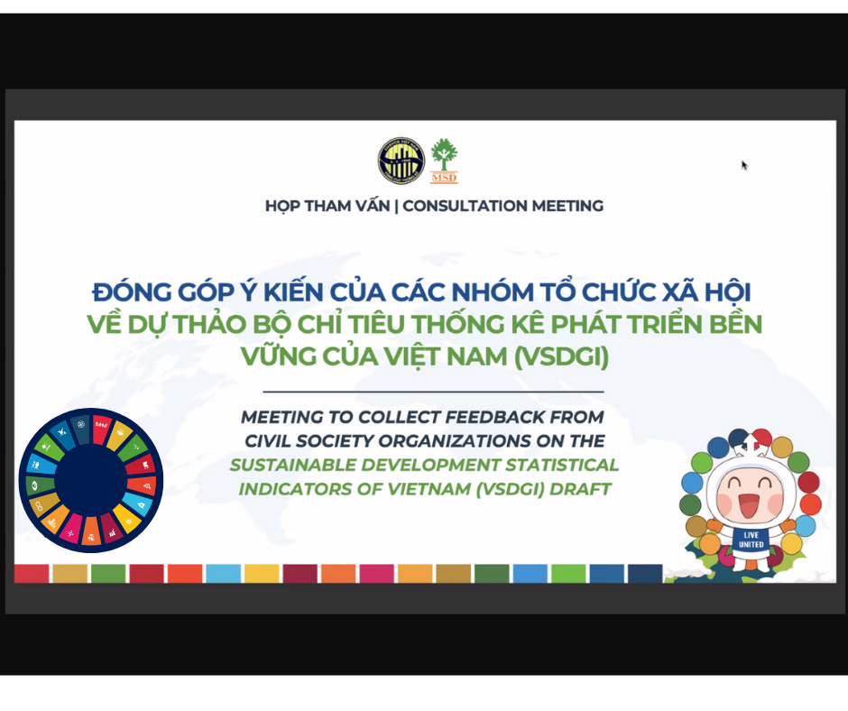 CONSULTATION WORKSHOP ON THE DRAFT OF SUSTAINABLE DEVLOPMENT STATISTICAL INDICATORS OF VIETNAM (VSDGI)